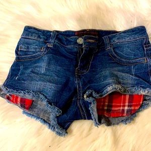 Denim Plaid Daisy Duke Shorts